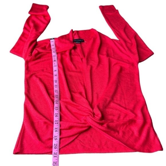 Sanctuary Women’s Cherry Red Gathered Knot Soft Knit Plunge Neck Sweater, Small - Picture 10 of 10
